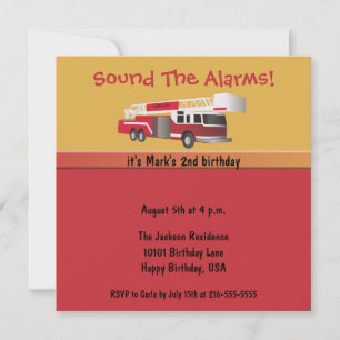 Feuerwehrwagen Spaß Geburtstag Einladung