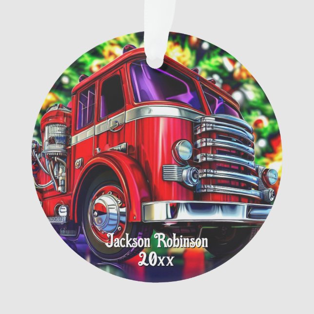 Feuerwehrwagen Weihnachten Ornament (Vorderseite)