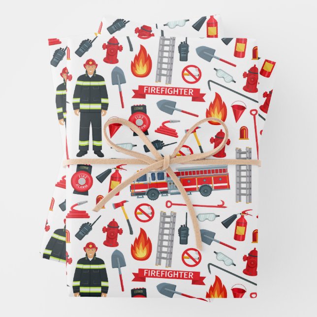 Feuerwehrwerkzeuge Geschenkpapier Set (Beispiel)