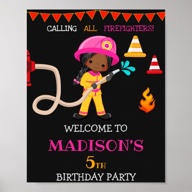 Feuerwehrwillkommen Party-Zeichen Girl Feuerwehrma Poster (Vorne)
