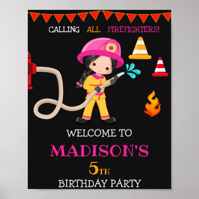 Feuerwehrwillkommen Party-Zeichen Girl Feuerwehrma Poster (Vorne)