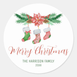 Feuerwehrzweige mit Weihnachtssocken Runder Aufkleber