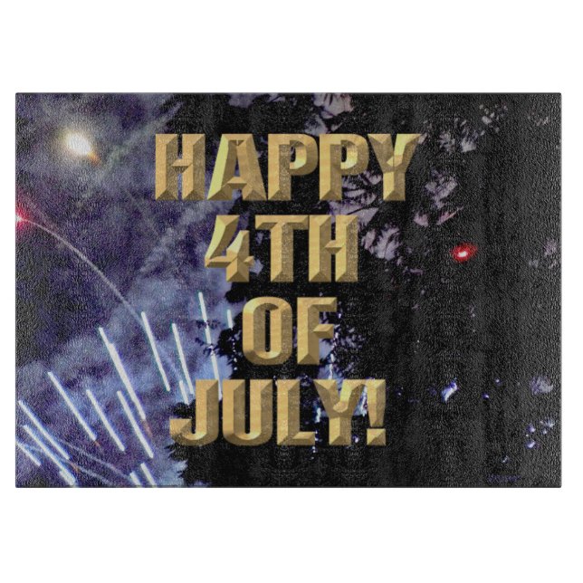 Feuerwerk 1 4. Juli Glasschneidplatte Schneidebrett (Vorderseite)