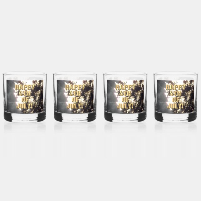 Feuerwerk 2 4. Juli Felsbrille Set 4 Whiskyglas (Vorderseite)