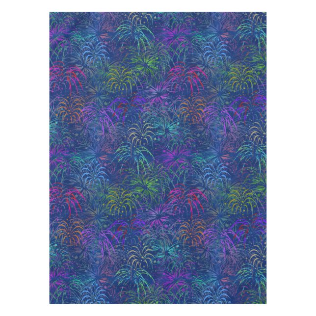 Feuerwerk 4. Juli farbenfrohe Sommermuster Tischdecke (Vorderseite)