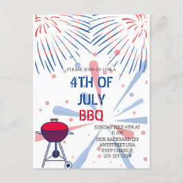 Feuerwerk 4. Juli GRILLEN Einladung Postkarte