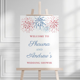 Feuerwerk 4. Juli Paare Polterabend Willkommen Poster