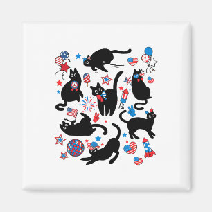 Feuerwerk 4. Juli Schwarze Katze USA Flagge Niedli Magnet