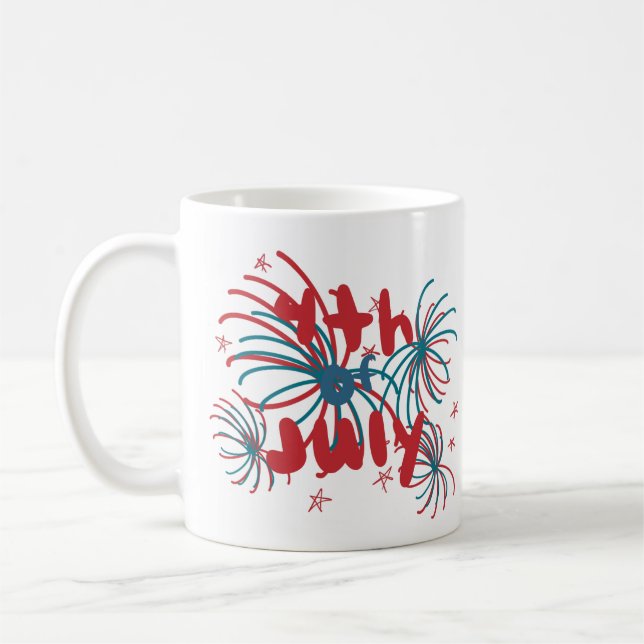 Feuerwerk 4. Juli Stars Doodles Kaffeetasse (Links)