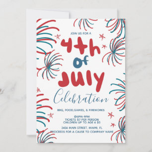 Feuerwerk 4. Juli Sterne BBQ Flyer Einladung