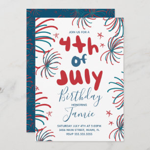 Feuerwerk 4. Juli Sterne GRILLEN Geburtstag Karte