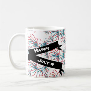 Feuerwerk 4. Juli Sterne Kritzeleien Banner Kaffeetasse