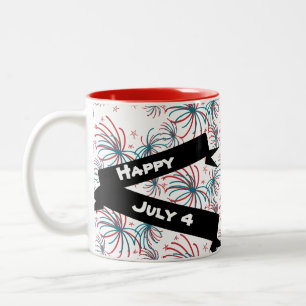 Feuerwerk 4. Juli Sterne Kritzeleien Banner Zweifarbige Tasse
