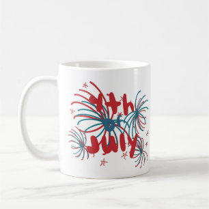Feuerwerk 4. Juli Sterne Kritzeleien Kaffeetasse