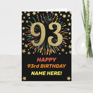 Feuerwerk 93. Geburtstag farbiger Regenbogen Gold Karte