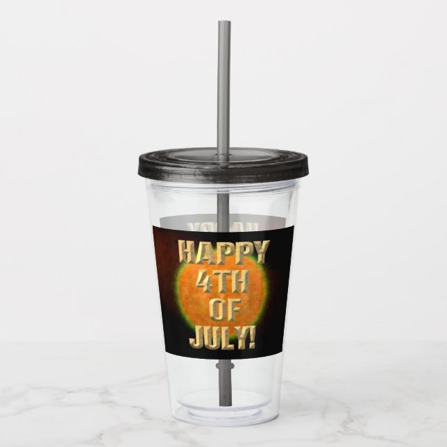 Feuerwerk 9 4. Juli Acrylatkleber Acryltrinkbecher (Vorderseite)