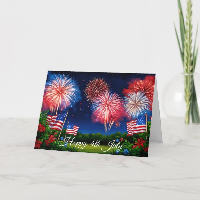 Feuerwerk am 4. Juli Karte (Vorderseite)