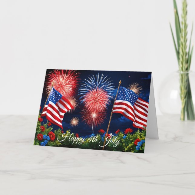 Feuerwerk am 4. Juli Karte (Vorderseite)