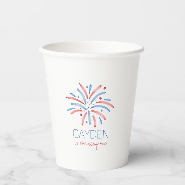 Feuerwerk Amerikanische Unabhängigkeitstag Geburts Pappbecher (Vorderseite)