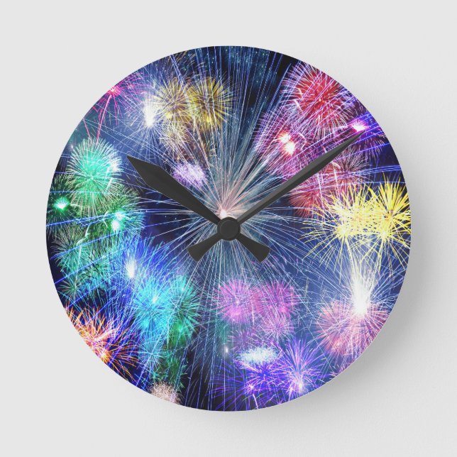 Feuerwerk-Blast Runde Wanduhr (Vorderseite)