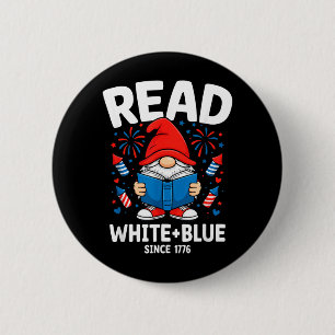 Feuerwerk Buch Gnom Patriotisch Lesen Weiß Blau Button