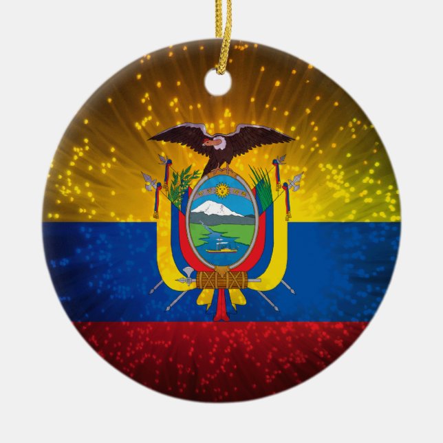 Feuerwerk; Ecuador-Flagge Keramikornament (Vorne)