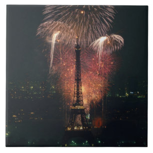 Feuerwerk, Eiffelturm, Paris, Frankreich Fliese