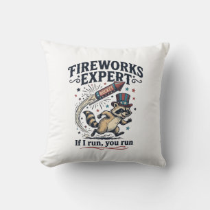 Feuerwerk Experte Waschbär Vintage 4. Juli Sch Kissen