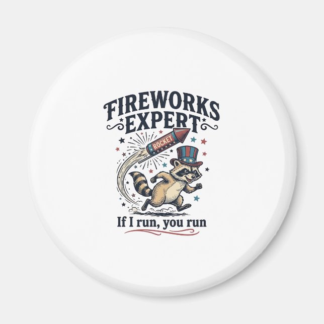 Feuerwerk Experte Waschbär Vintage 4. Juli Sch Magnet (Vorne)