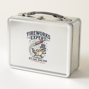 Feuerwerk Experte Waschbär Vintage 4. Juli Sch Metall Brotdose