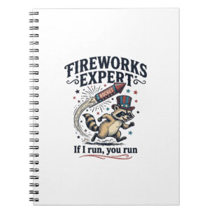Feuerwerk Experte Waschbär Vintage 4. Juli Sch Notizblock