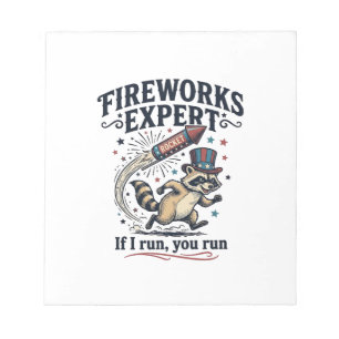 Feuerwerk Experte Waschbär Vintage 4. Juli Sch Notizblock