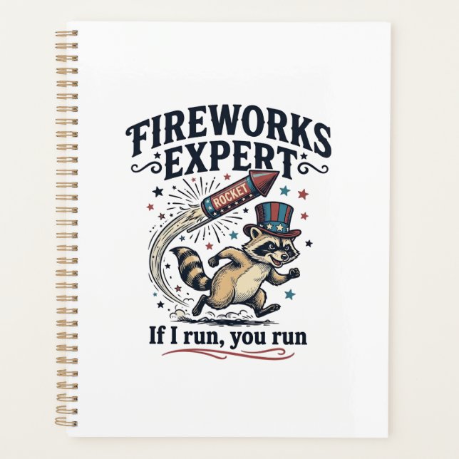Feuerwerk Experte Waschbär Vintage 4. Juli Sch Planer (Vorderseite)
