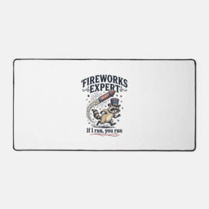 Feuerwerk Experte Waschbär Vintage 4. Juli Sch Schreibtischunterlage