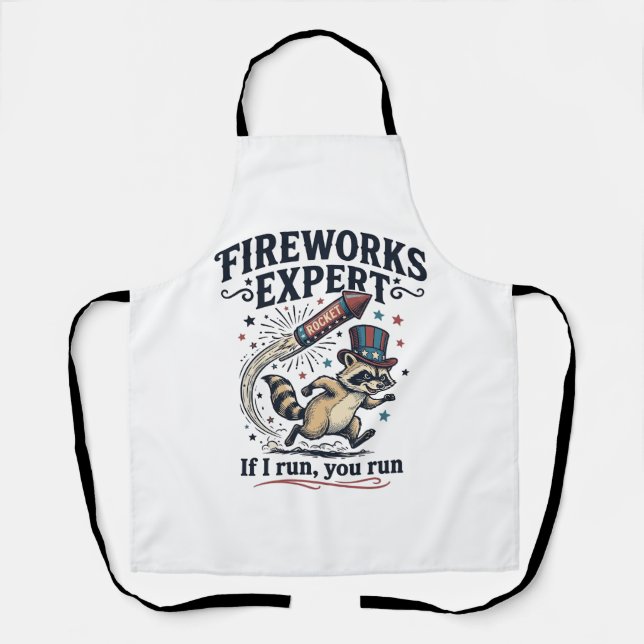 Feuerwerk Experte Waschbär Vintage 4. Juli Sch Schürze (Vorderseite)