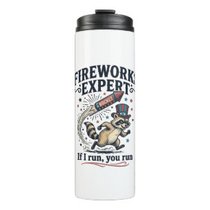 Feuerwerk Experte Waschbär Vintage 4. Juli Sch Thermosbecher