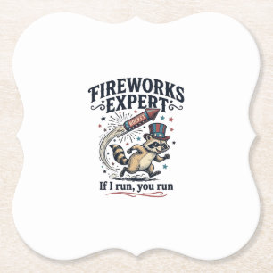 Feuerwerk Experte Waschbär Vintage 4. Juli Sch Untersetzer