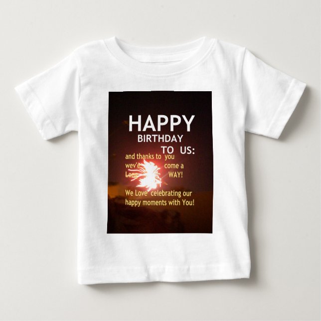 Feuerwerk Feier mit Dankeschön Nachricht Baby T-shirt (Vorderseite)