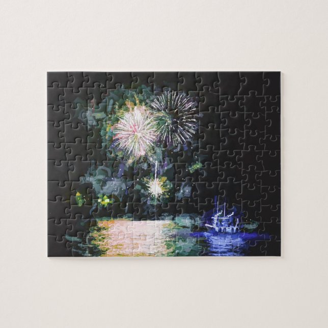 Feuerwerk Feier Ozeanboot Farbe Puzzle (Horizontal)