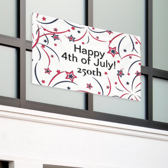 Feuerwerk Frohes 4. Juli 250.  Banner (Äußeres Gebäude)