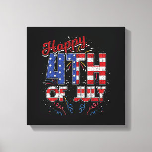 Feuerwerk Frohes 4. Juli US-Flagge Amerikanisch 4. Leinwanddruck
