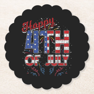 Feuerwerk Frohes 4. Juli US-Flagge Amerikanisch 4. Untersetzer