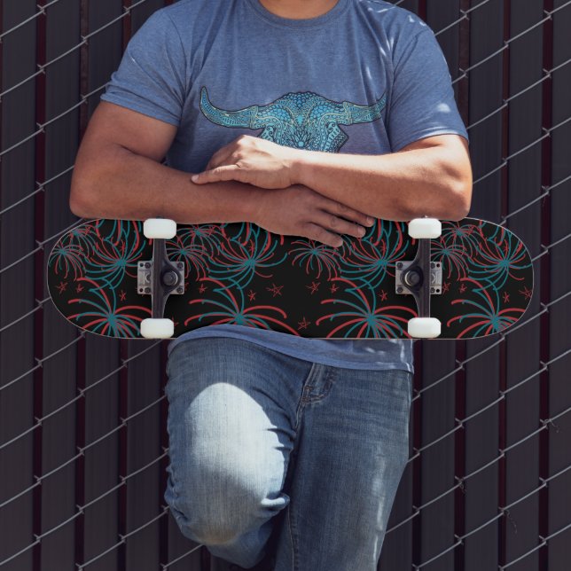 Feuerwerk Gezeichnet Moderner Skate Deck Skateboard (Außenbereich 3)