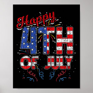 Feuerwerk glücklich 4. Juli US Flag American 4. O Poster