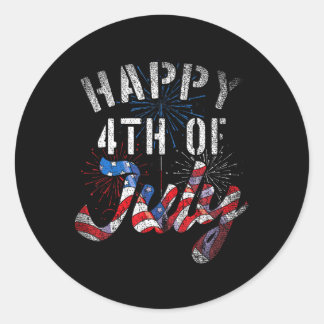 Feuerwerk glücklich 4. Juli US Flag American 4. O Runder Aufkleber