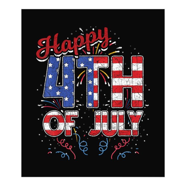 Feuerwerk glücklich 4. Juli US-Flag American 4th O Fotodruck (Vorne)