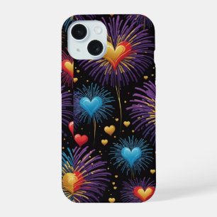 Feuerwerk Herzen Mehrfarbig Bunt iPhone 15 Hülle