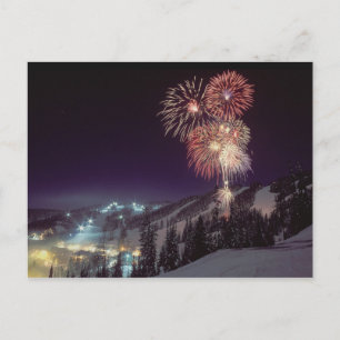 Feuerwerk im Big Mountain Resort in Whitefish, Postkarte