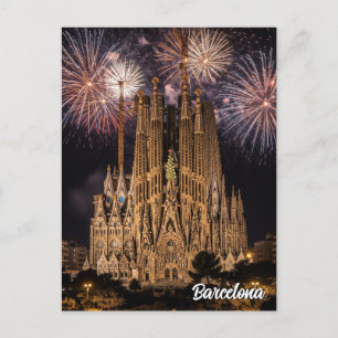 Feuerwerk in Barcelona La Sagrada Família Spanien Postkarte