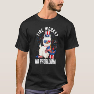 Feuerwerk Kein Probllama Lama USA-Flagge Sonnenbri T-Shirt